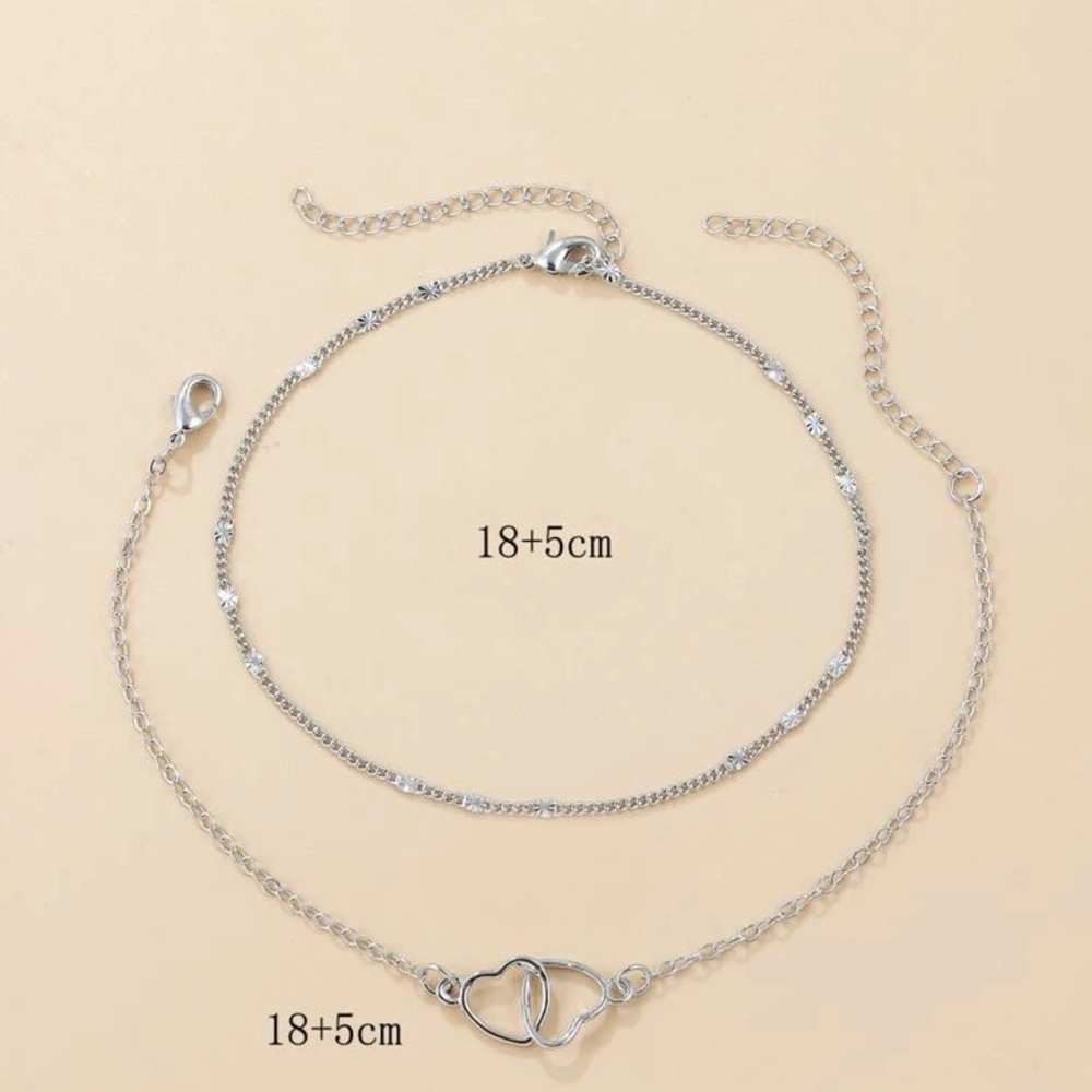 2pcs Heart Decor Bracelet Silver For Women Wedding Party - Picture 5 of 5